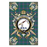 Clan Carmichael Ancient Tartan Crest Black Garden Flag  - Gold Thistle  MA20 Clan Carmichael Tartan Today